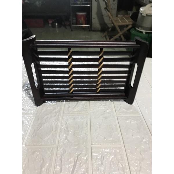 Khay trà tre rộng 25cm x dài 35cm ,khay đựng trà bằng tre Sơn pu màu gỗ gụ,khay trà đạo mang phong cách trà đạo