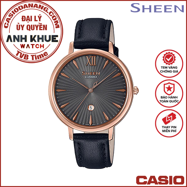 Đồng hồ nữ dây da Casio Sheen chính hãng SHE-4534PGL-1AUDF (34mm)