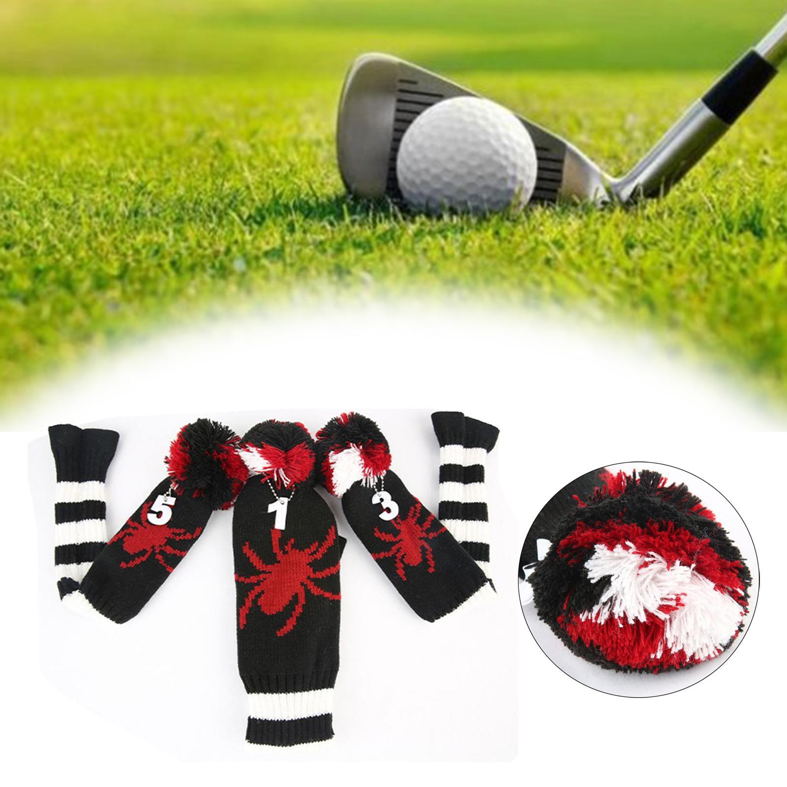 3Pcs Knit Golf Headcover Driver Cover Portable Golf Club Wood Head Covers for Driver Wood, Fairway Wood and Hybrid Protect Sleeves