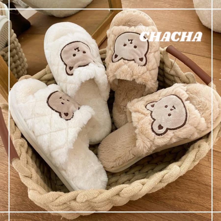 Dép bông hình Gấu nâu Teddy Bear Chacha Sweet đi trong nhà đáng yêu sang trọng siêu ấm siêu êm