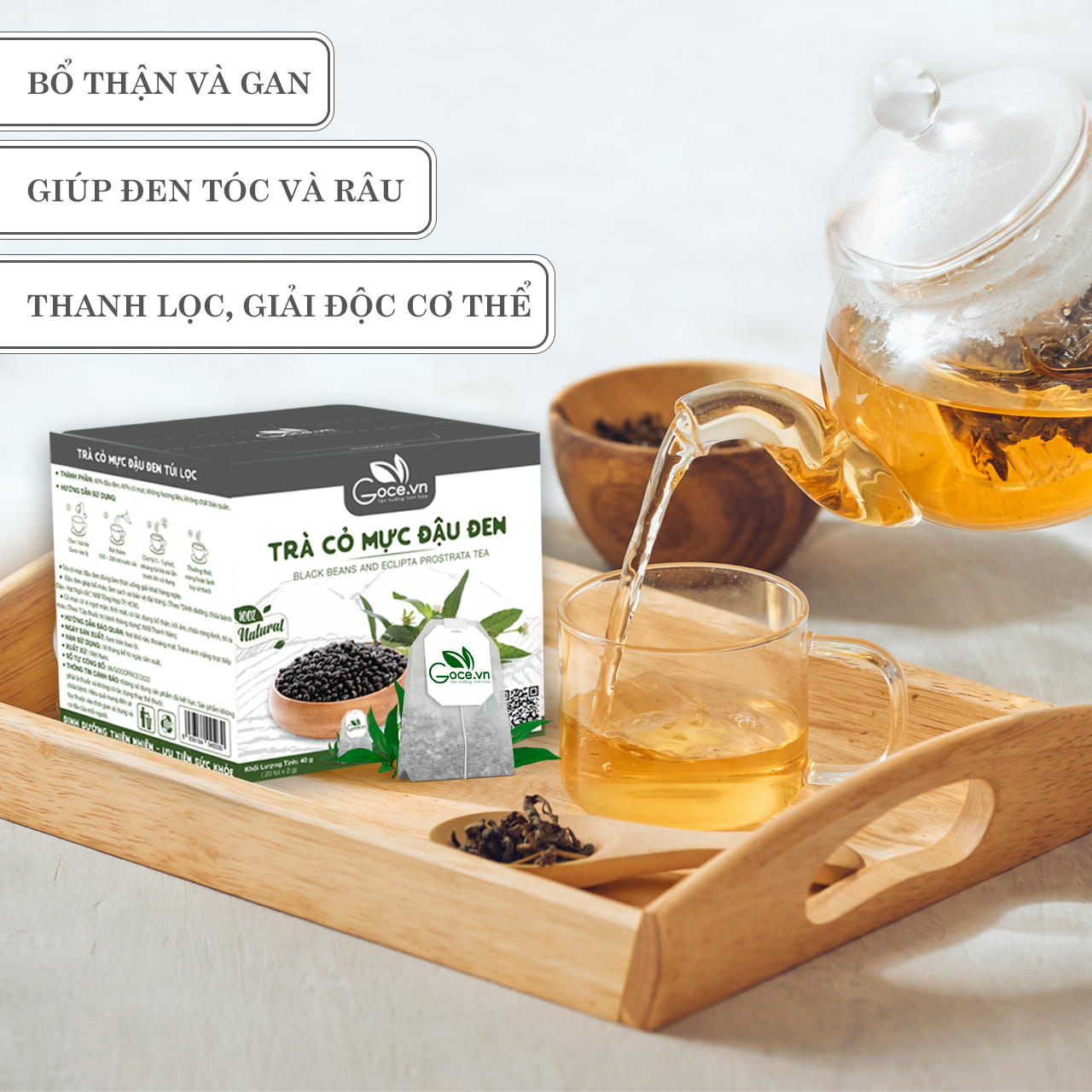 Trà cỏ mực đậu đen túi lọc Goce - Bổ thận mát gan