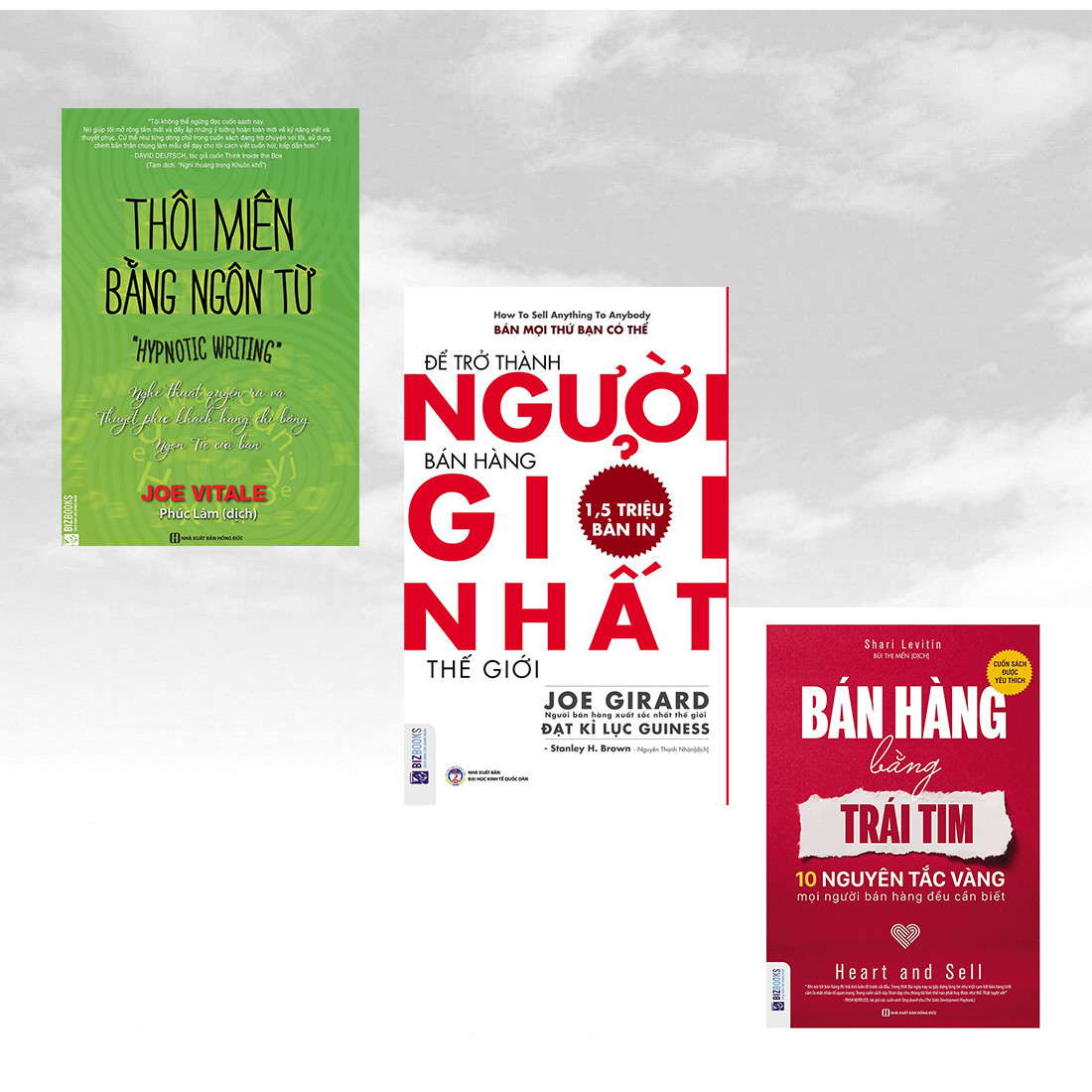 Combo 3 cuốn sách nghệ thuật bán hàng: Bán Hàng Bằng Trái Tim – 10 Nguyên Tắc Vàng Mọi Người Bán Hàng Đều Cần Biết + Để trở thành người bán hàng giỏi nhất thế giới + Thôi miên bằng ngôn từ