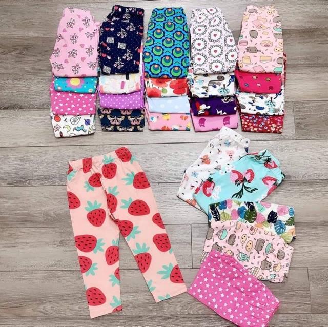 Set 5 quần legging co giãn 4 chiều cao cấp cho bé gái