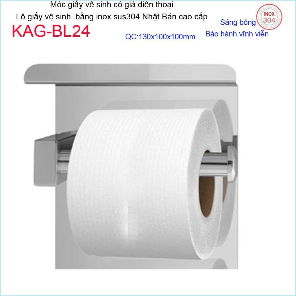 Móc giấy vệ sinh có giá đỡ điện thoại, Phụ kiện phòng tắm cao cấp Kace, kệ để giấy 304 Nhật Bản KAG-BL24