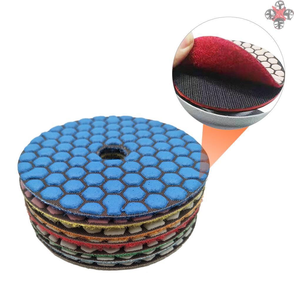 7PCS 4 Inch Set Wet Dry Diamond Polishing Pads For Granite Concrete Marble