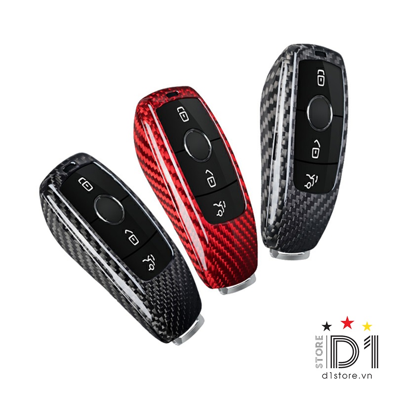 Ốp Chìa Khóa cho Mercedes Benz Carbon 100% Newstyle Màu Đen + Đỏ