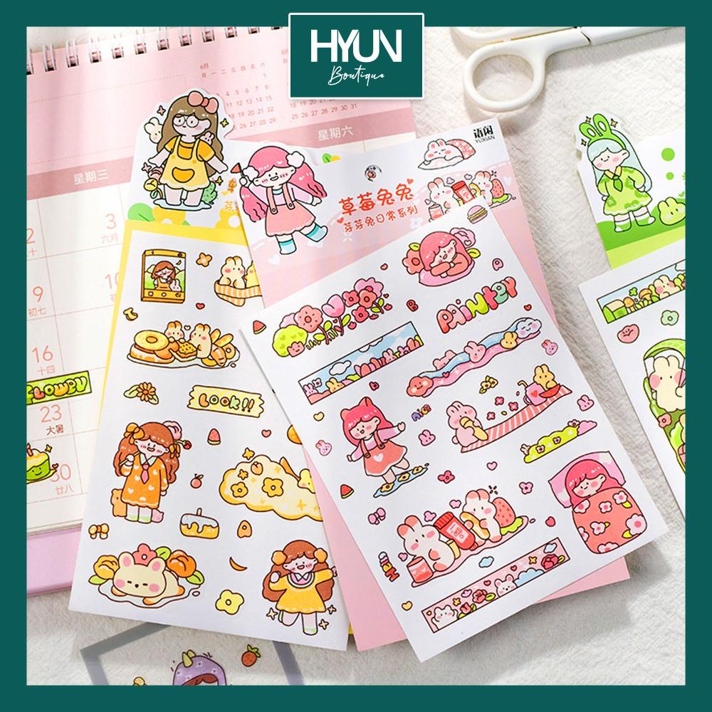 SET 6 tờ Sticker dán &amp; tờ lẻ - Bud Bunny  - Trang trí bullet journal DIY