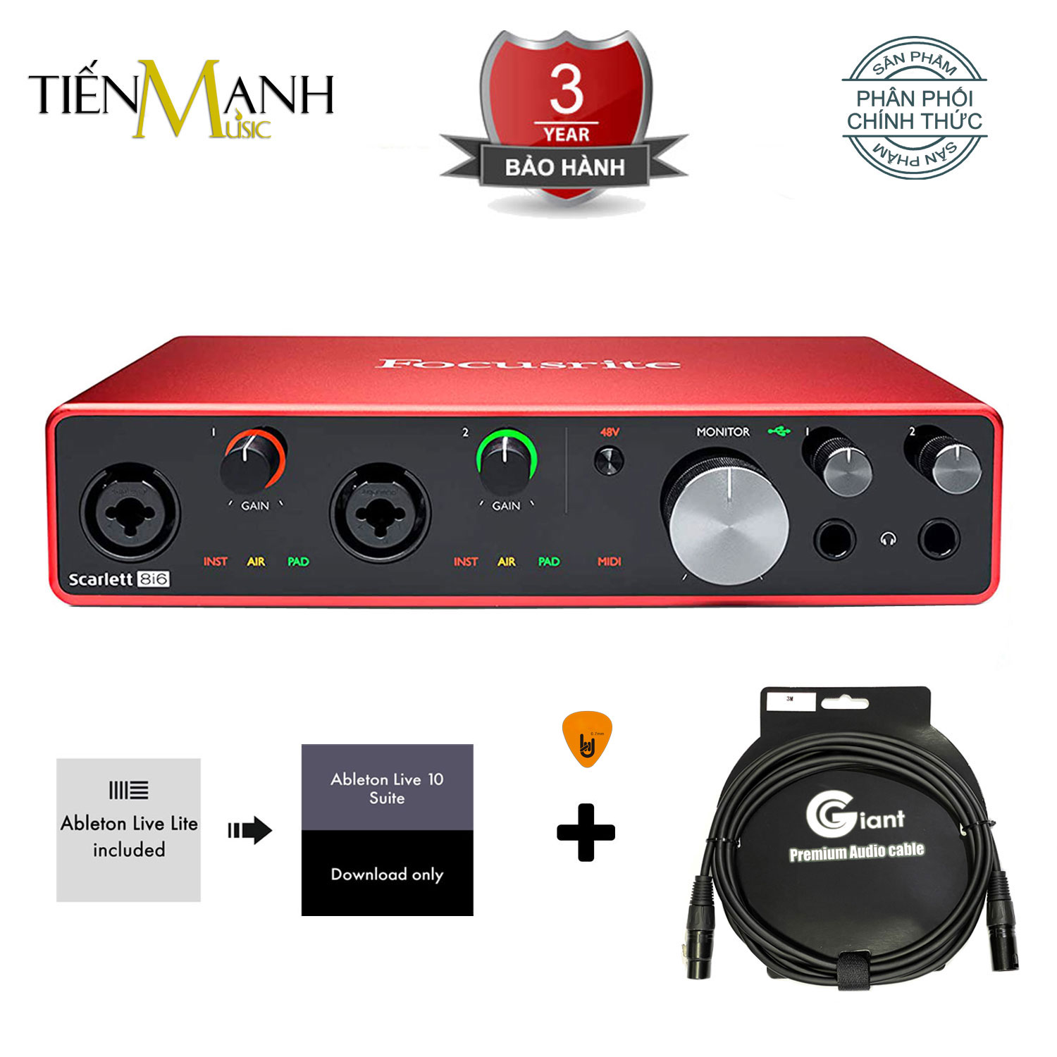 Focusrite Scarlett 8i6 Gen 3 Sound Card Âm Thanh - Focus USB Audio Interface SoundCard 3rd - Gen3 Hàng Chính Hãng