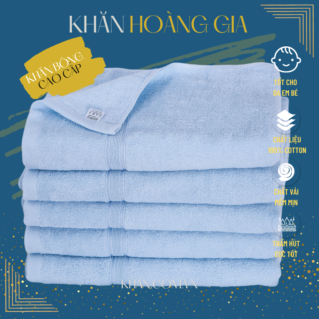 Bộ 2 khăn tắm cotton cao cấp dành cho gia đình, siêu thấm hút, mềm mại, kháng khuẩn