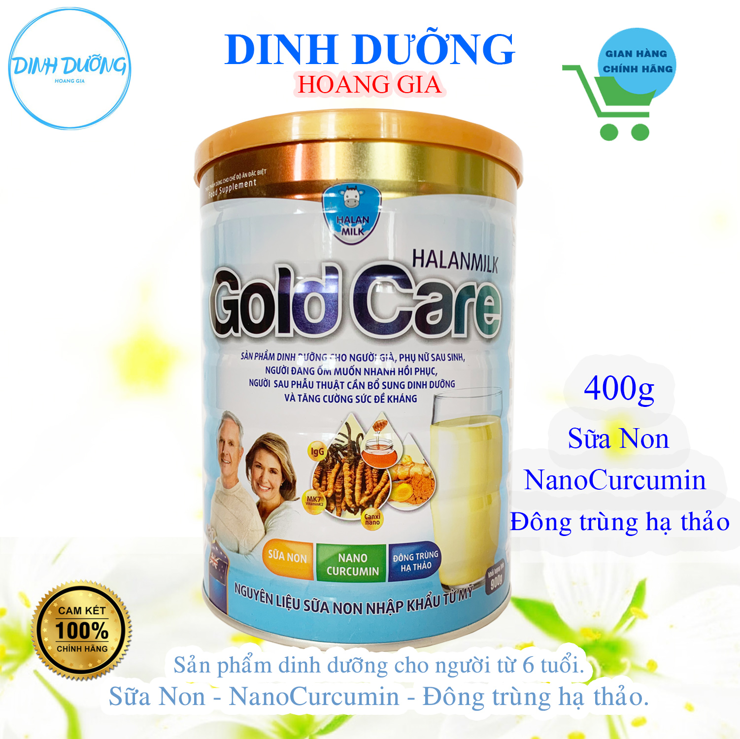 Sữa bột Gold Care  - Đông Trùng Hạ Thảo - Nano Curcumin - Sữa Non