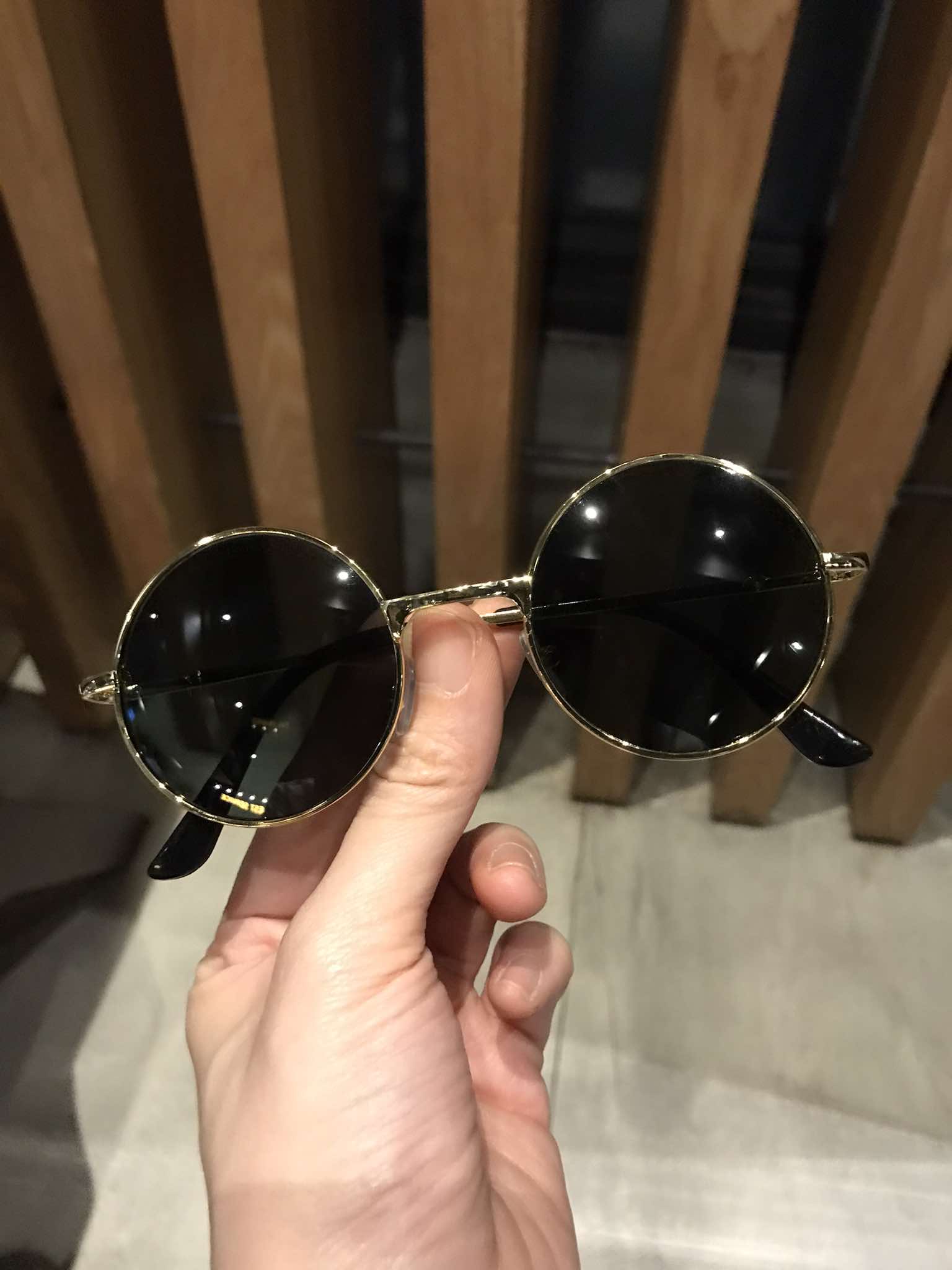 Kính râm thời trang phong cách thầy bói Mắt tròn nhỏ thủy tinh