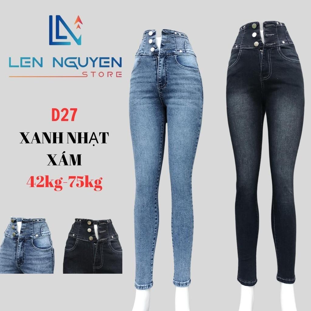 D27_ Quần jean nữ, áo khoác, lưng cao, quần bò nữ dáng ôm, quần rin nữ có big size, cho 42kg đến 75kg,LEN NGUYEN STORE - Xanh Nhạt