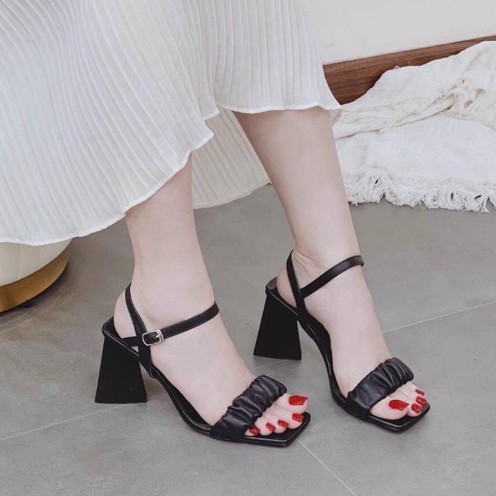 Sandal nữ cao gót 5p,7p quai nhún bèo mẫu mới siêu xinh