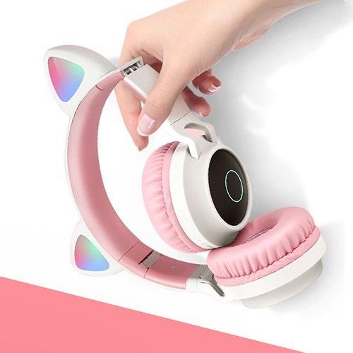 Tai Nghe Mèo Bluetooth, Kiểu Dáng Dễ Thương Có Mic,Âm Bass Mạnh Mẽ Và Dung Lượng Pin Khủng - BH 12 Tháng