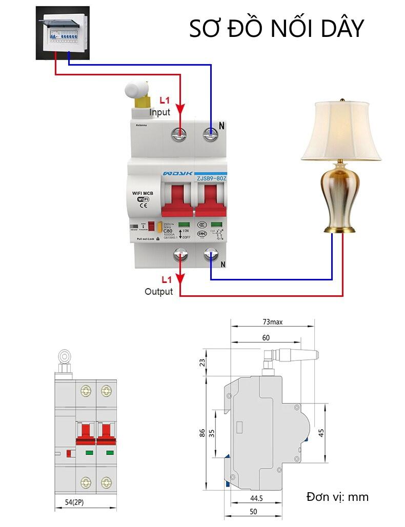 Cầu dao tổng WiFi điều khiển từ xa SONOFF P80A - Hãng chính hãng