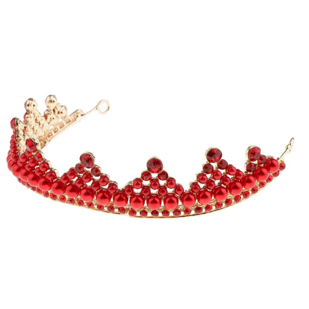 Wedding Bridal Pearls Crown Headband Earrings Girls Woman Party Jewelry Set