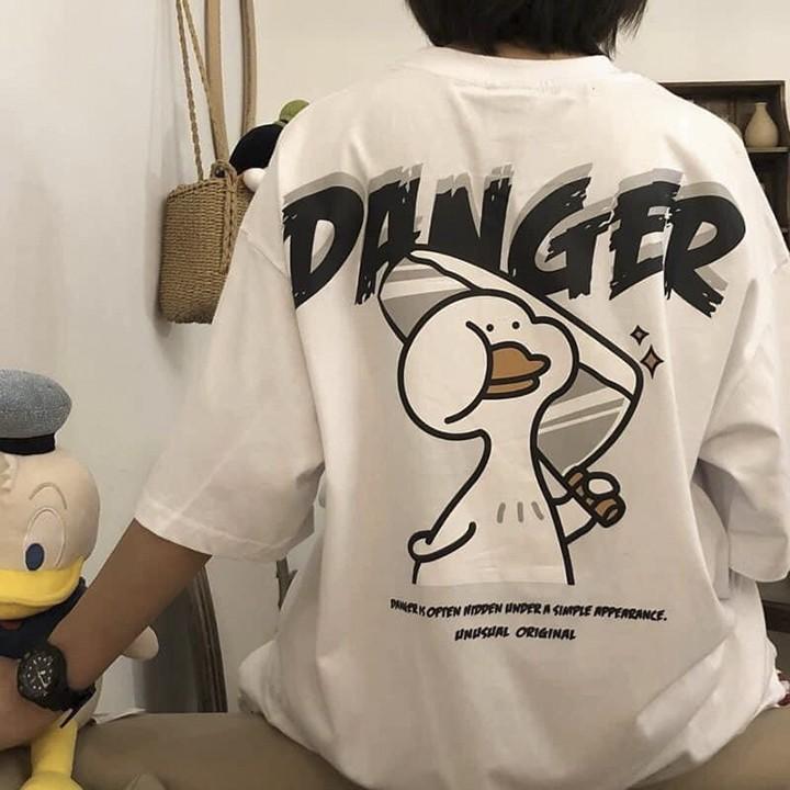 ÁO THUN VỊT DANGER tay lỡ form rộng Unisex 38-65kg Nam Nữ