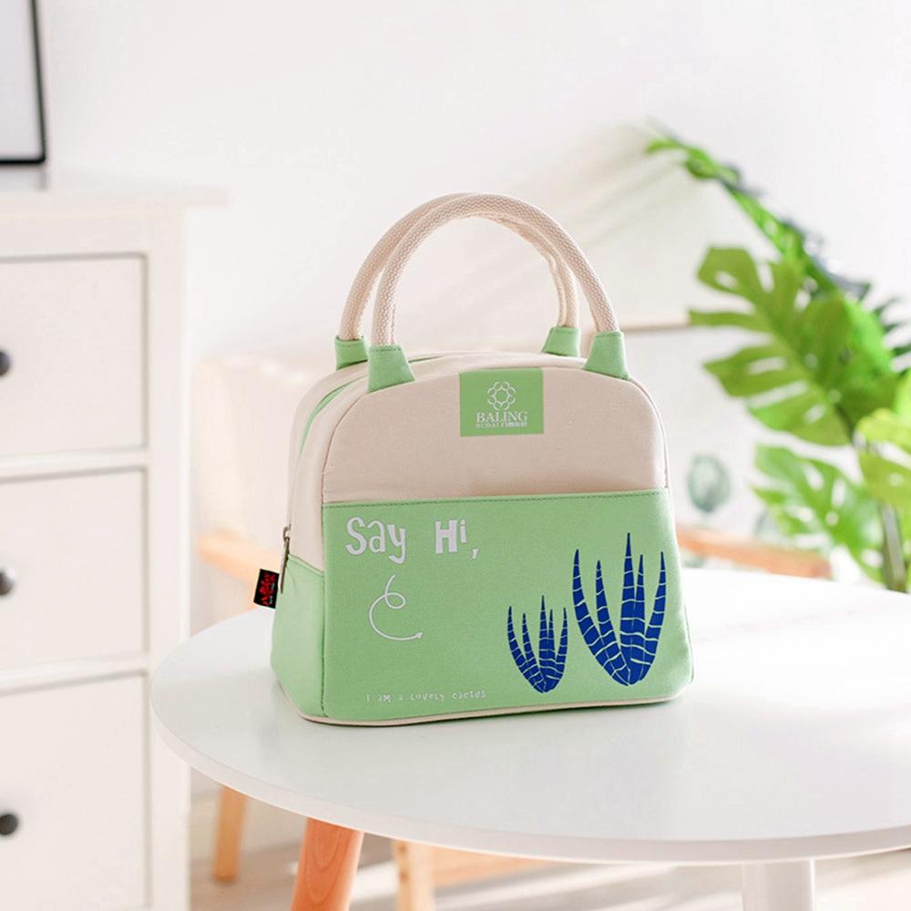 Thời Trang Mới Dễ Thương Canvas Túi Đựng Đồ Ăn Trưa Nhiệt Thực Phẩm Màng Nhôm Cách Nhiệt Túi Du Lịch Thường Ngày Mát Nhiệt Dã Ngoại Túi Dành Cho Trẻ Em