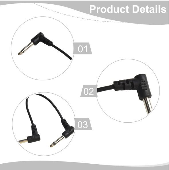 Dây Tín Hiệu - Dây Cáp Phơ / Effect - Dây Nối Guitar Pedal 30cm – Jack 6.35mm Đầu Cong 90°