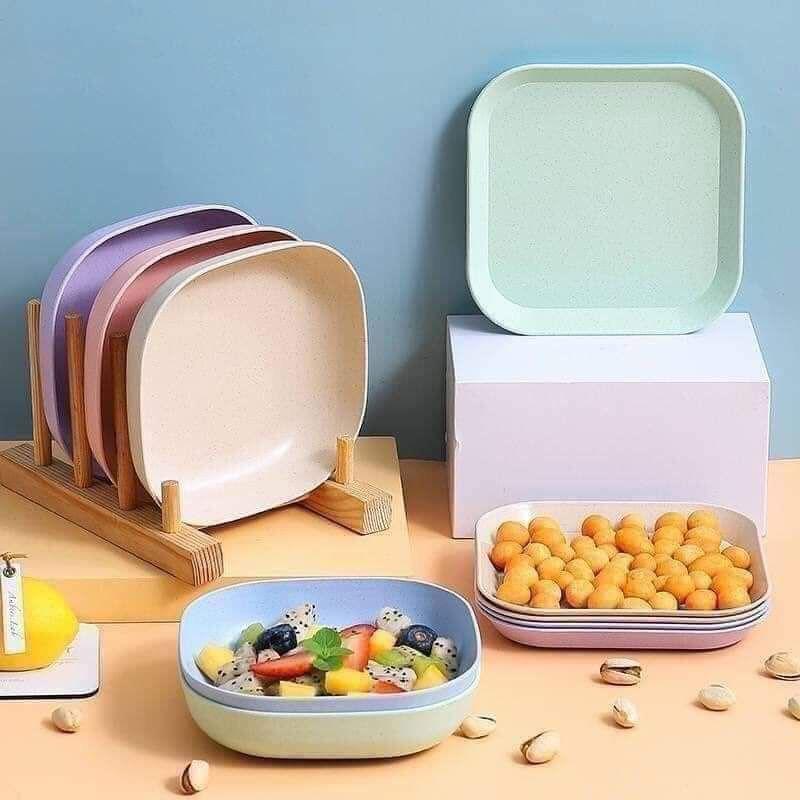 Set 4 cái dĩa nhựa lúa mạch màu xinh xắn