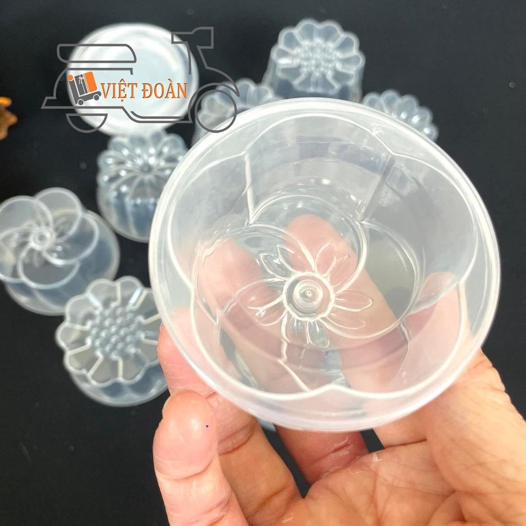Khuôn làm RAU CÂU, RAU CÂU DỪA , BÁNH IN, BÁNH PHỤC LINH hình hoa - CÓ NẮP, nhựa trong , dày