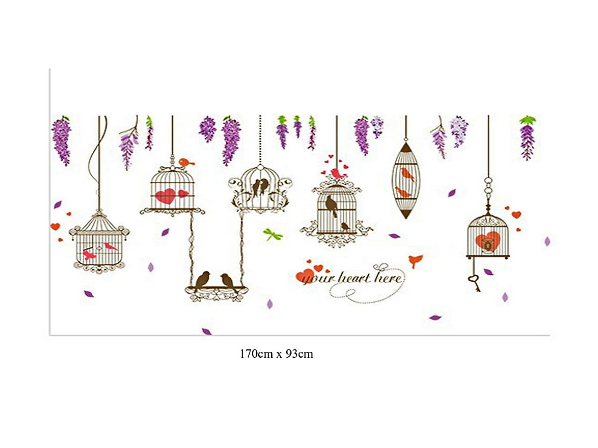 Decal dán tường Lồng chim trái tim - HP510