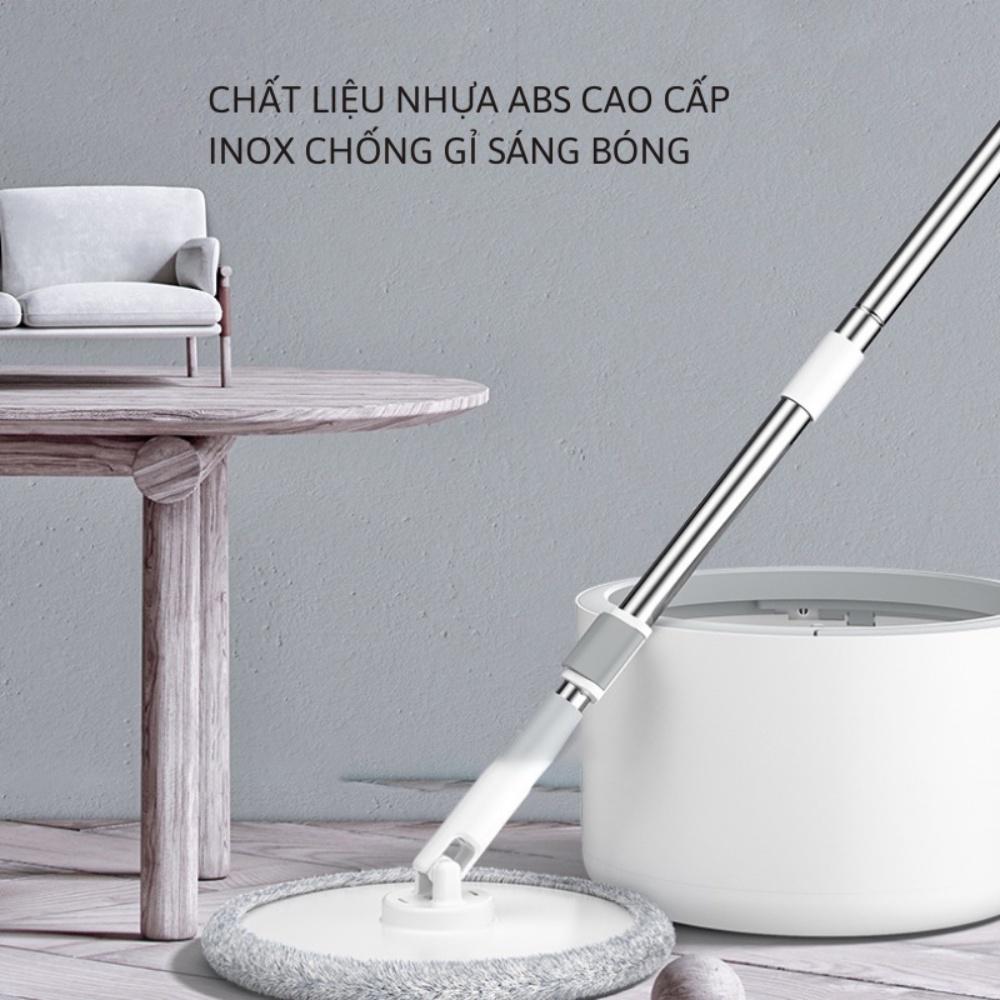 Chổi lau nhà thông minh tách nước bẩn K9 xoay 360 độ, cây lau nhà tự vắt thông minh kèm xô thế hệ mới, tặng 2 bông lau