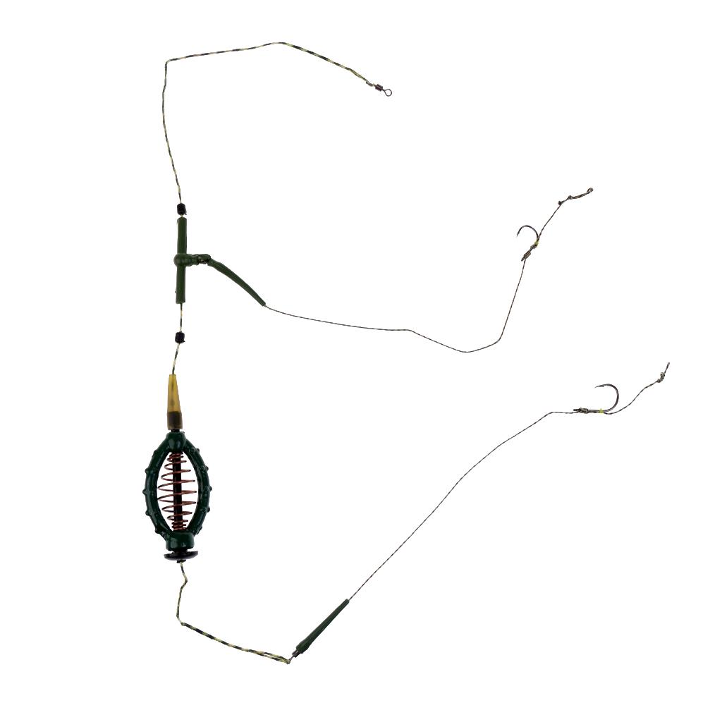 Carp Fishing Feeder Fishing Baits Cage Hook Rig Set Lead Sinker Tackle