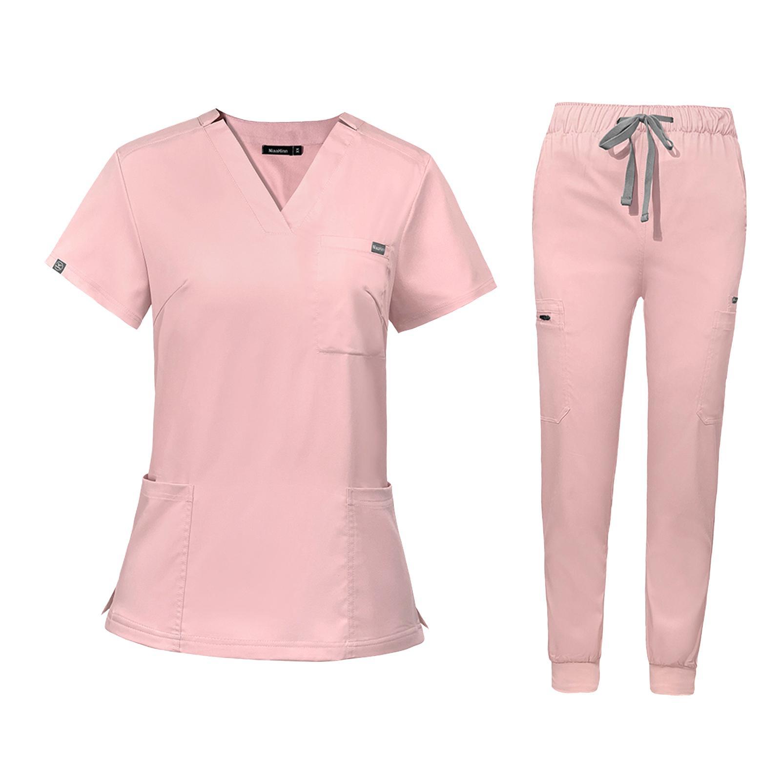 Uniforms Scrub Set Nurse Top and Pants Short Sleeve for Cosmetology Pet Shop