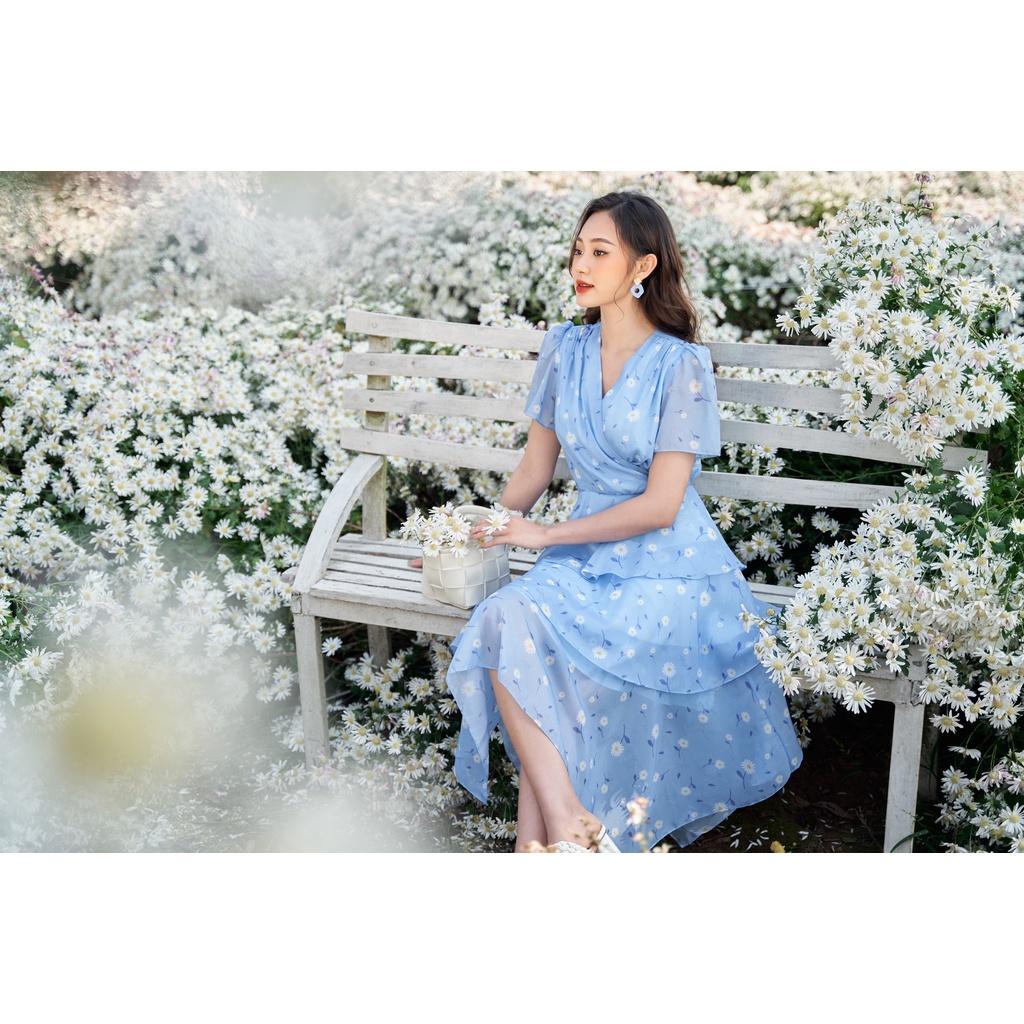 TIELA Đầm váy hoa vạt cheo ba tầng - Bluebell Dress