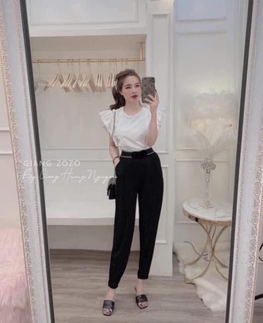 Quần nữQuần baggy umi cạp viền + đính đá cạp cao