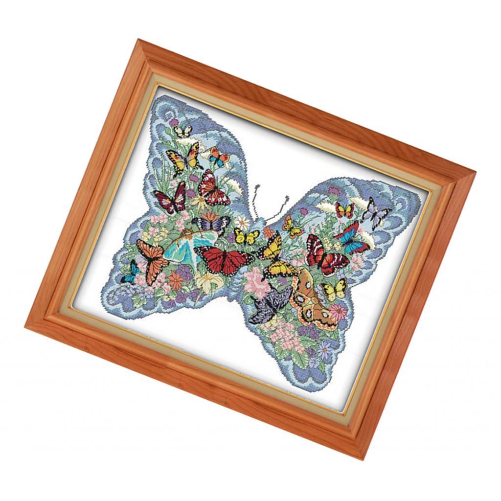 Cross Stitch Kit Embroidery Design (Butterfly) Embroidery Pattern Preprinted Embroidery, Incl. English Manual For Children \u0026 Adults