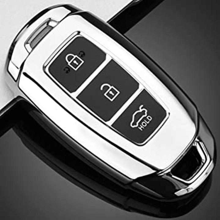 Ốp chìa khóa accent 2021 Silicon mạ bạc,Ốp chìa khóa hyundai accent, i10, Kona