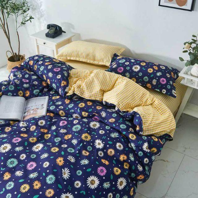 Bộ Chăn Ga Gối Hoa 7 Mầu Cotton Poly