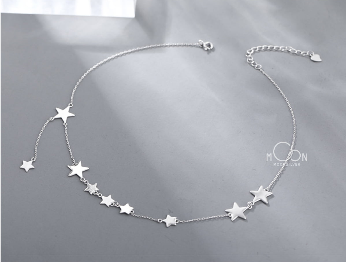 Choker bạc chuỗi ngôi sao cá tính