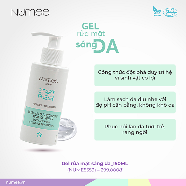 Gel rửa mặt Numee Glow Up làm sáng, phục hồi da 150ML