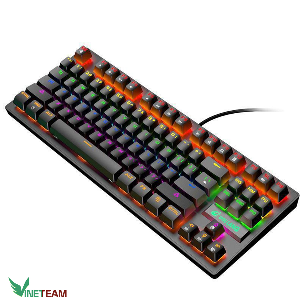 Bàn Phím Cơ Chuyên Game VINETTEAM K2 Led RGB Siêu Đẹp 10 Chế Độ Màu Cực Ngầu Blue Switch 87 Phím Chơi Game Dùng Văn Phòng Cực Đã- Hàng Chính Hãng