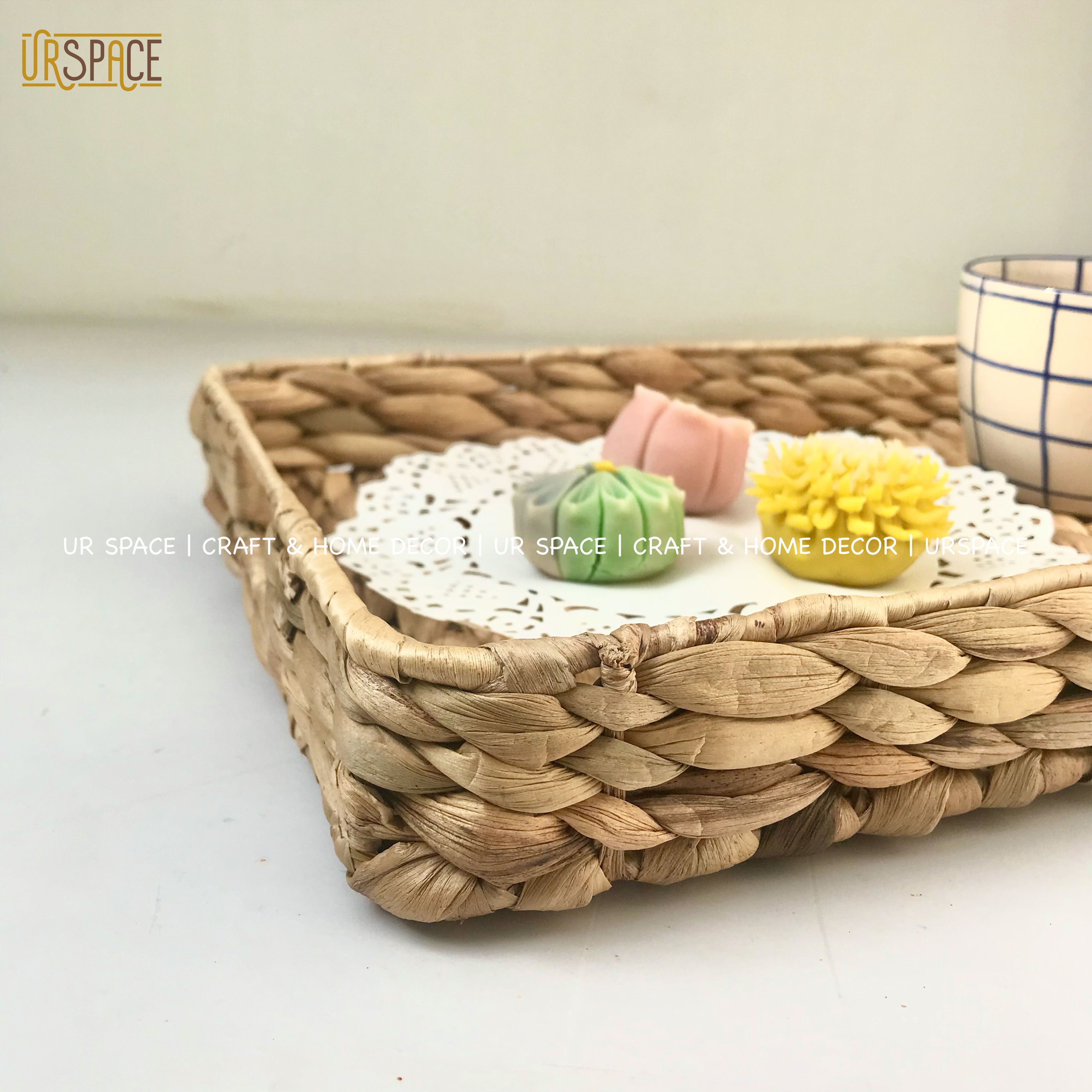 Khay lục bình chữ nhật URSPACE trang trí decor bánh, đựng trái cây / RECTANGLE HYACINTH TRAY