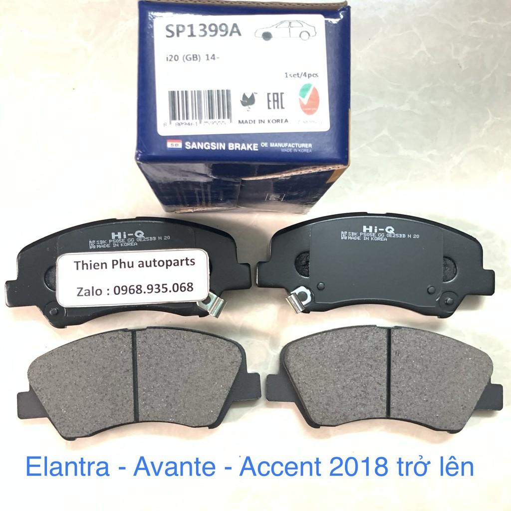 Má phanh chính hãng Hi-Q cho ACCENT + AVANTE + ELANTRA + + i20 - Bố thắng trước. OEM Brake Pad :