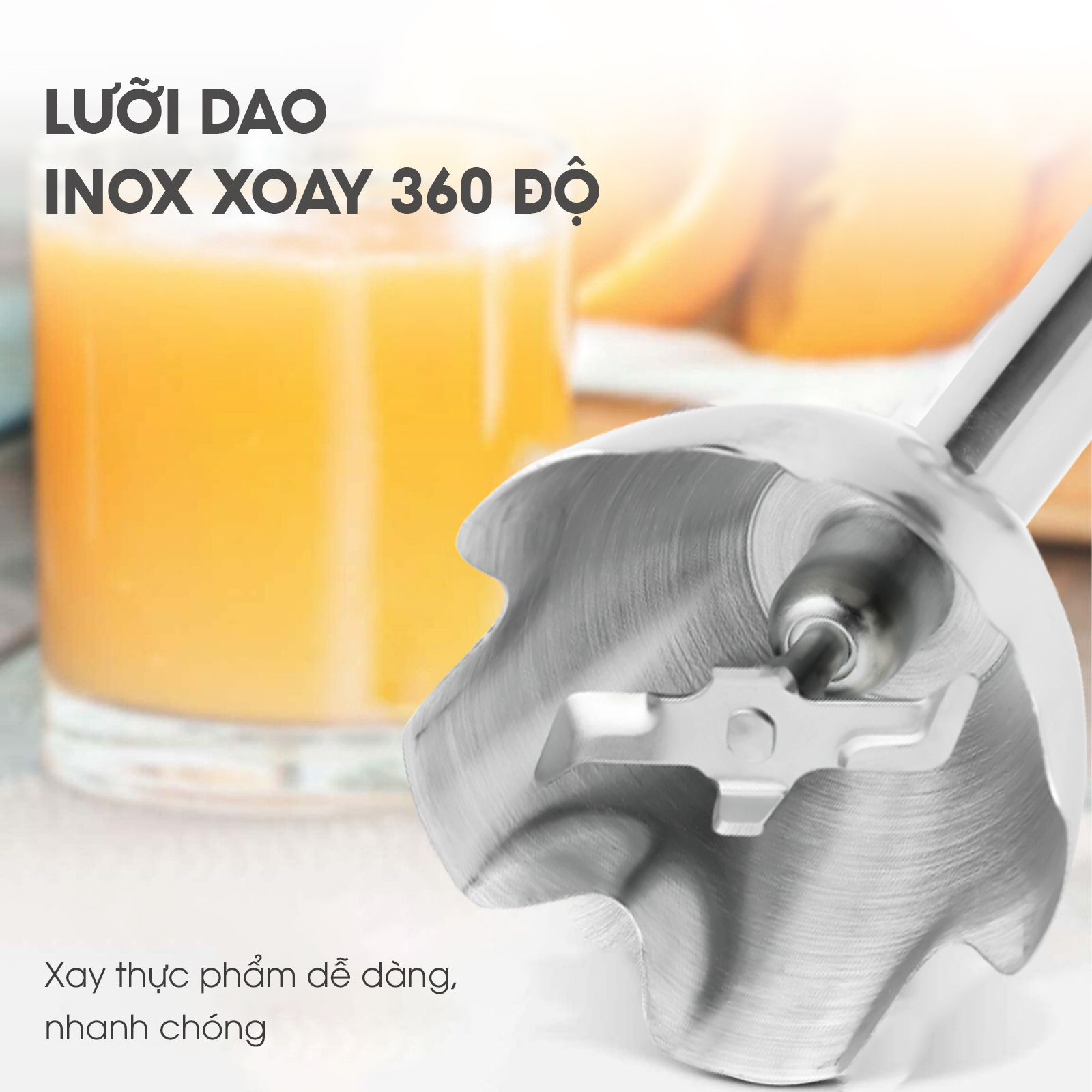 Máy xay sinh tố cầm tay đa năng Lebenlang LBL3638, công suất 1000W, lưỡi dao 2 cánh, bảo hành 2 năm – hàng chính hãng