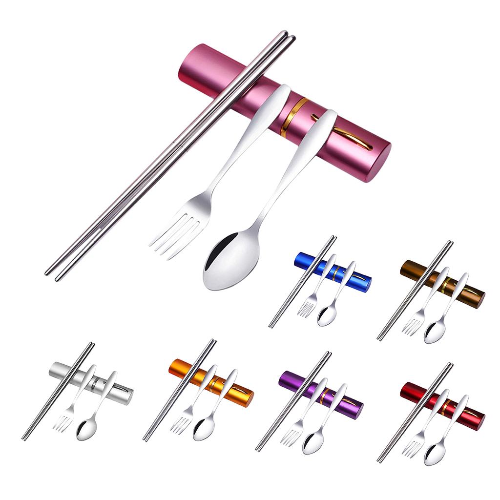 Tableware Stainless Steel Travel Portable Chopsticks, Forks Spoons