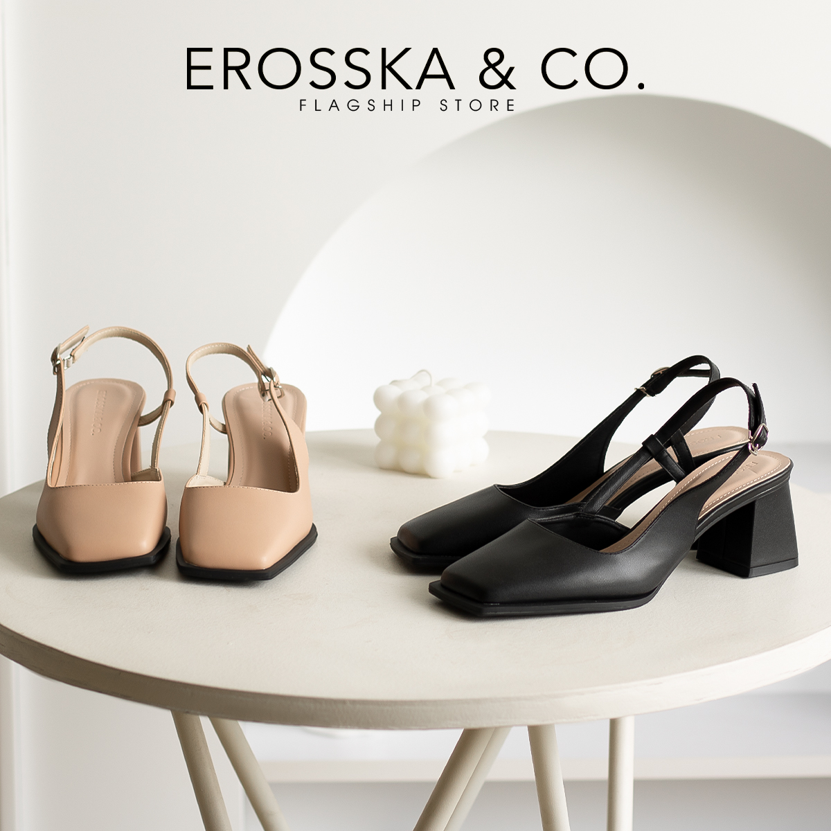 Erosska - Giày cao gót mũi vuông phong cách thanh lịch - EL025