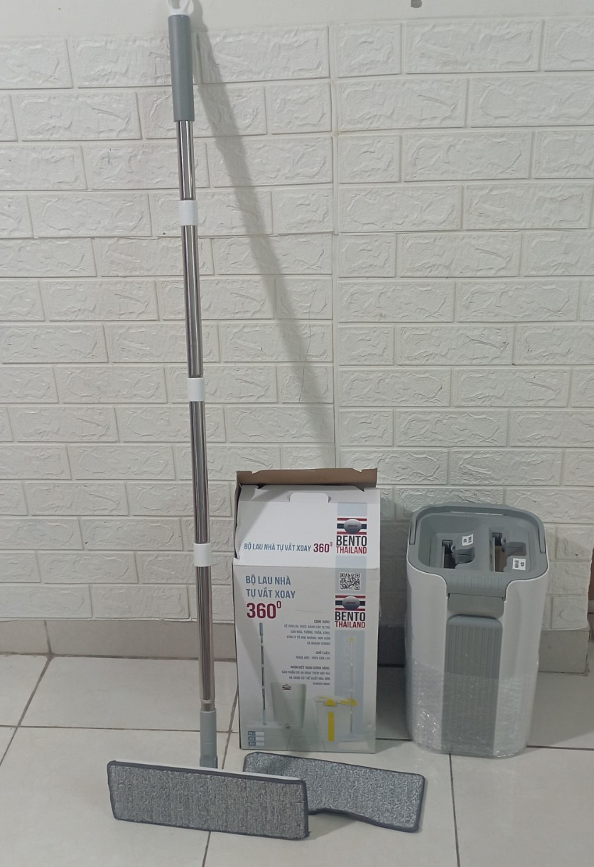 Bộ sản phẩm Cây lau nhà tự động vắt xoay 360 độ công nghệ Bento đa năng lau được: sàn, trần, vách kính, tường, kính ô tô