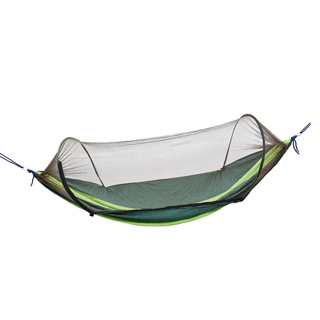 Outdoor Camping Hammock Boat Hanging Bed with Mosquito Net Dark Green