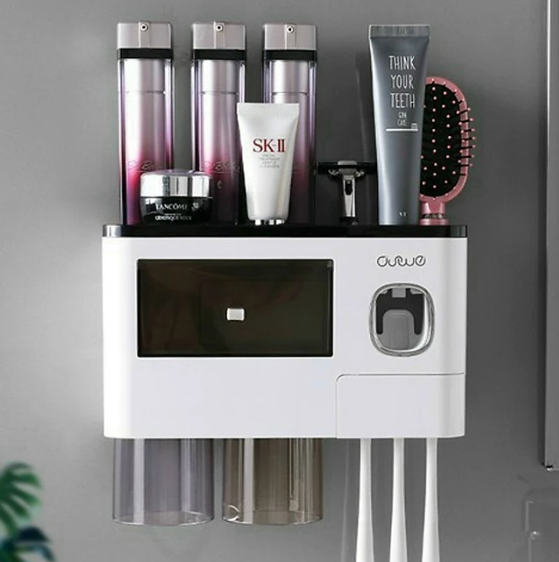 KỆ ĐỂ KEM ĐÁNH RĂNG VÀ BÀN CHẢI THÔNG MINH 2-3-4 CỐC CÓ NHẢ KEM ĐÁNH RĂNG TỰ ĐỘNG KÈM CỐC HÚT TỪ TÍNH