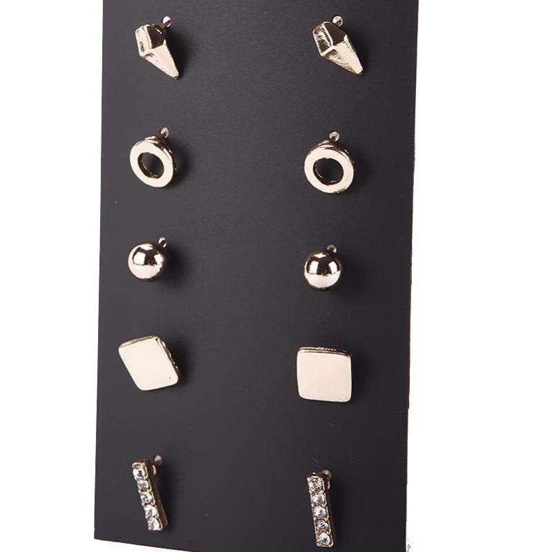 Set 9 đôi bông tai kim loại thời trang