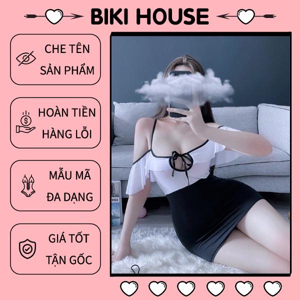 Đầm ngủ sexy cosplay thư ký ôm body gợi cảm váy 2 dây nữ văn phòng khoét ngực quyến rũ BIKI HOUSE N713 - Hỏa Tốc - HCM