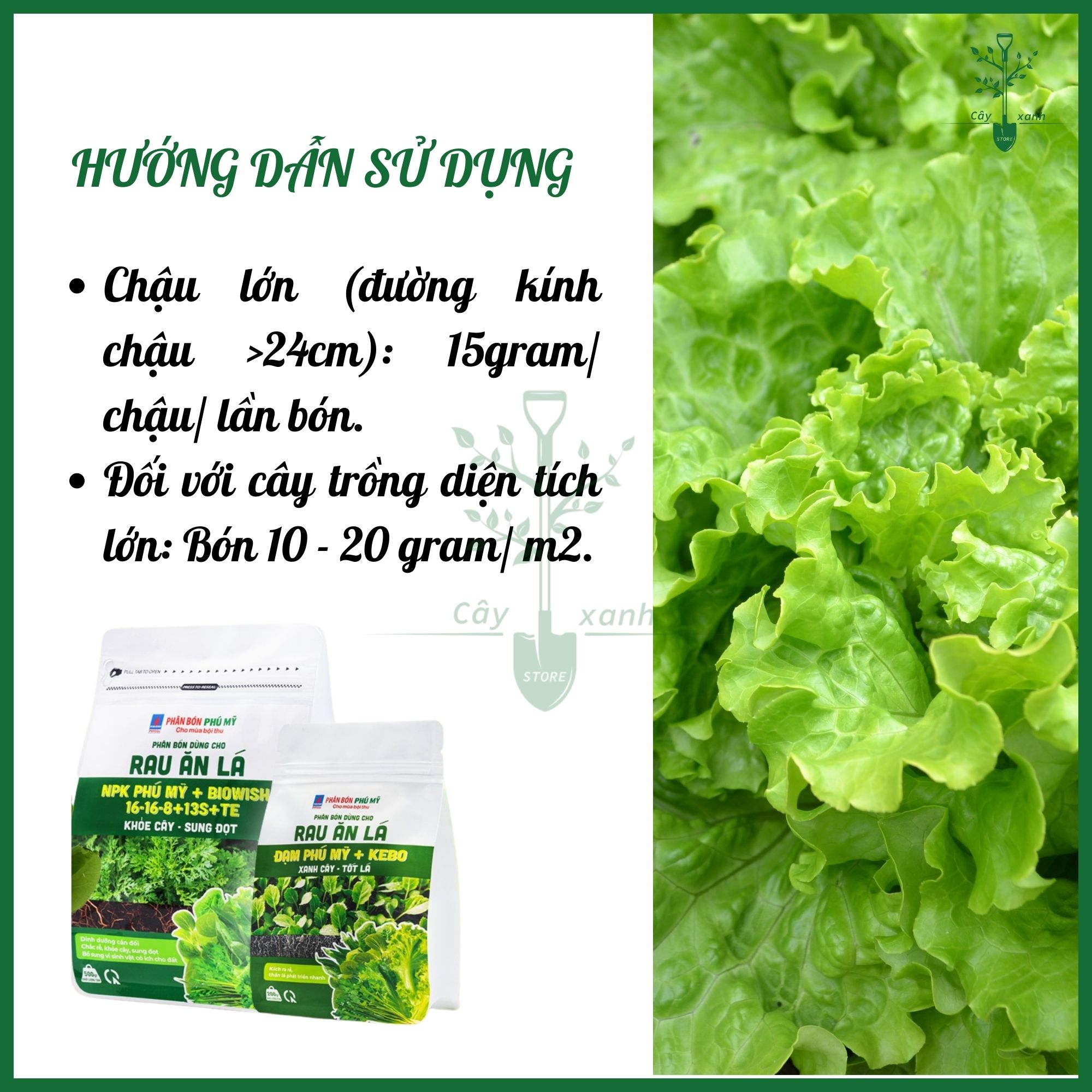 Phân bón Đạm Phú Mỹ cho rau ăn lá BiOWiSH 16-16-8+13S+TE gói 500g - Cung cấp vi sinh - Cây Xanh Store