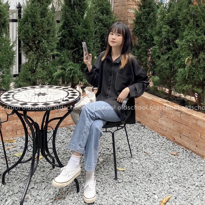 SƠ MI LỤA VIỀN CHỈ ULZZANG