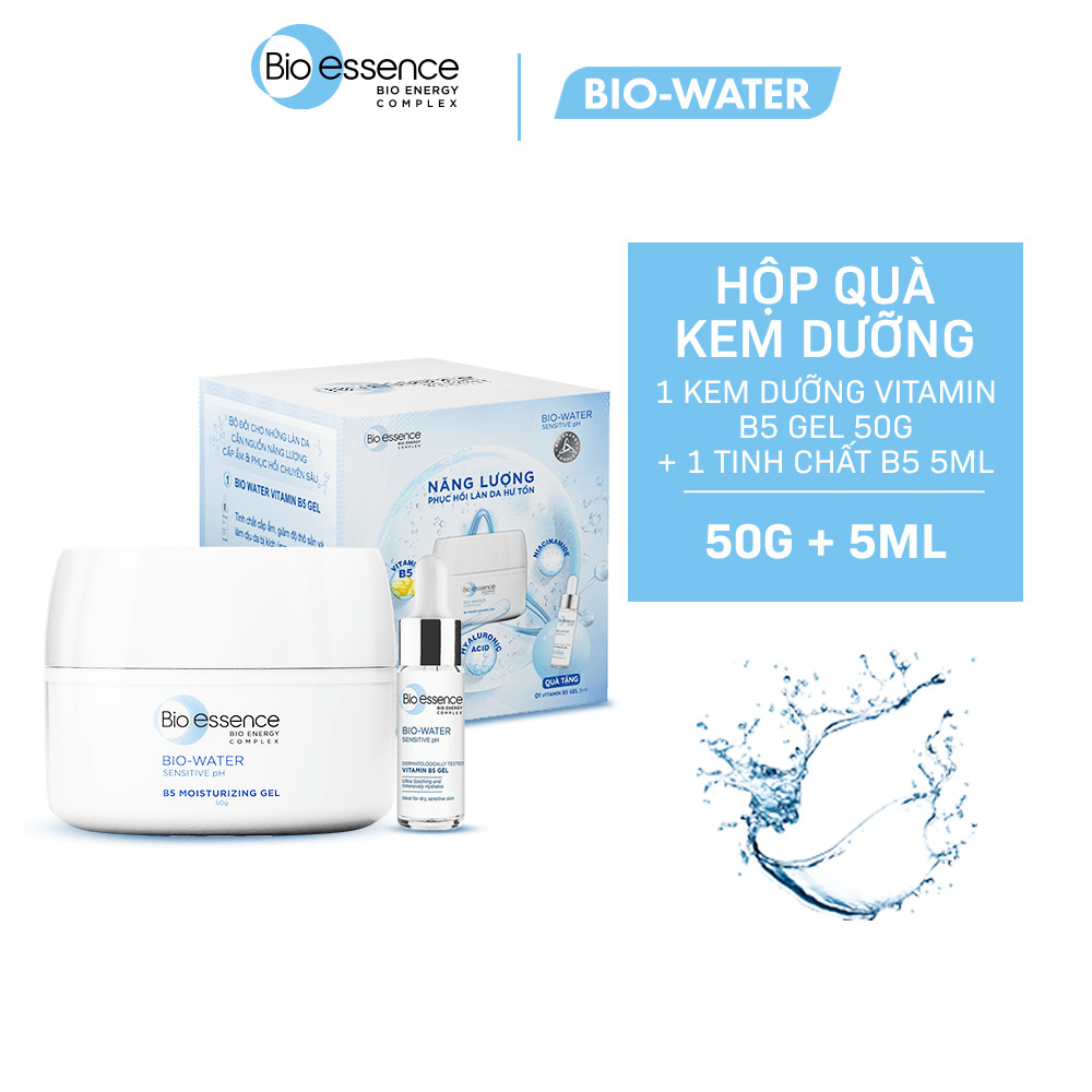 Hộp Quà Dưỡng Chất Phục Hồi Và Cấp ẩm cho da Bio-essence Bio-water B5 Cream 50gr + Tinh chất B5 5ml